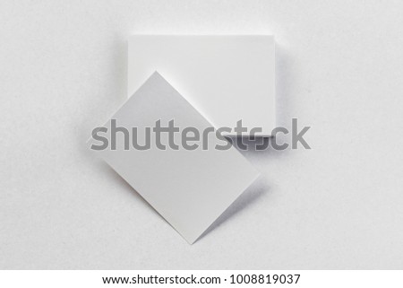 business card stack on paper white background