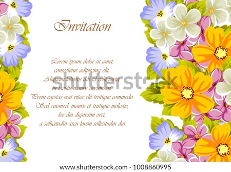 abstract background frame of flowers. For design postcards, greeting, invitation for a birthday, wedding, party, holiday, celebration. For the decoration. Vector illustration