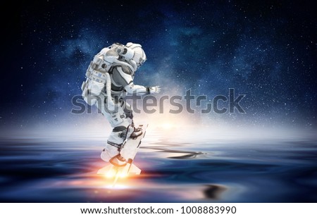 Astronaut on board. Mixed media