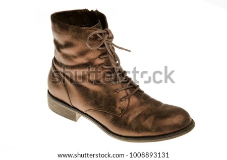 Shoe on white background brown boot