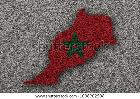 Map and flag of Morocco on poppy seeds