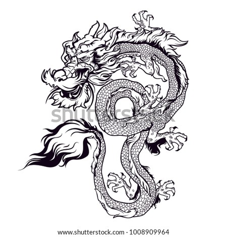Chinese dragon vector design.Traditional dragon  illustration.