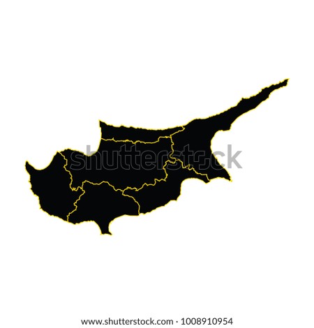 Map of Cyprus vector, High detailed - black map of Cyprus on white background. Vector illustration eps 10.