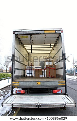 inside the back of a lorry