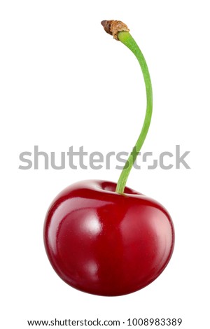 Cherry isolated. Cherry on white background. With clipping path. Royalty-Free Stock Photo #1008983389