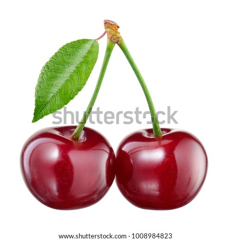 Cherry. Cherries isolated on white background. With clipping path. Royalty-Free Stock Photo #1008984823