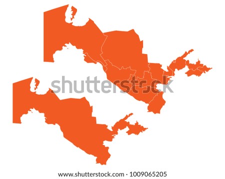Couple Set Map,orange Map of Uzbekistan,Vector EPS10