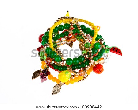 cute bracelet with fruit motives isolated on white