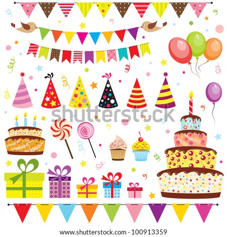 Set of vector birthday party elements. Eps 10