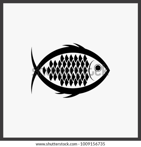Fish vector web icon. Flat design style.