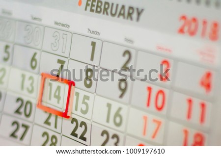 calendar,  St. Valentine's Day,  February 14, 2018