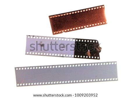 Three film strip isolated on white background. Design element.