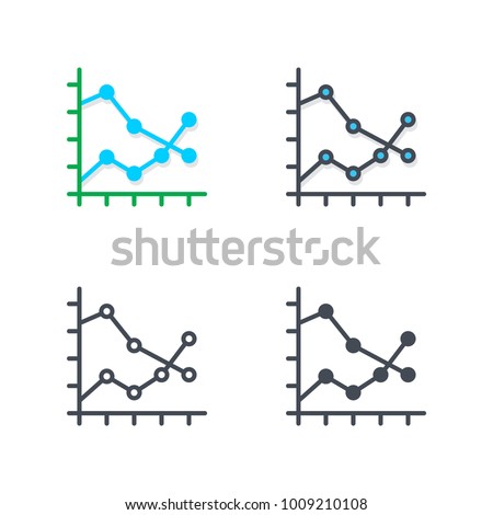 Chart flat colored line silhouette icon