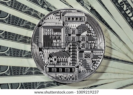 Cryptocurrency on the dollars cash. Crypto web internet money on bills