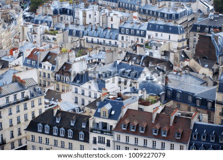 Typical Paris roof tops across the Paris skyline