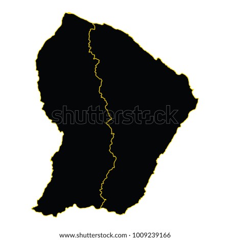 French Guiana map isolated on transparent background, Map-French Guiana map. Each city and border has separately. Vector illustration eps 10.