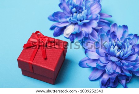 Gift box and flowers.Mothers Day.Valentine.