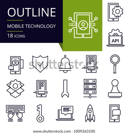Set of outline icons of Mobile Technology.
Modern icons for website, mobile, app design and print. 