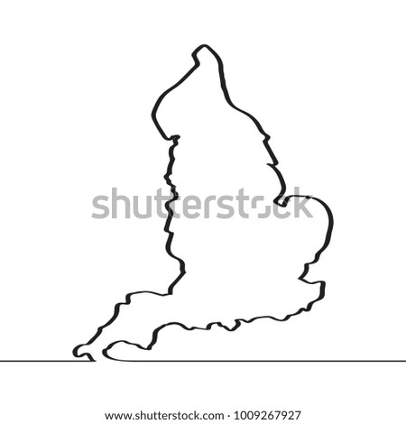 Map of England. Continous line