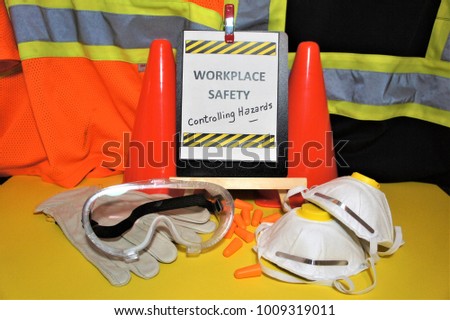 Safety signs program manual committee hazards inspections risk management talk tool box PPE glasses gloves pylons vest masks yellow orange stripes workplace health root cause employee leadership 