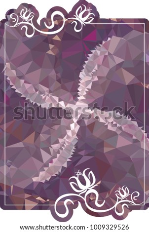 Mosaic frame with abstract flowers silhouettes. Vector clip art