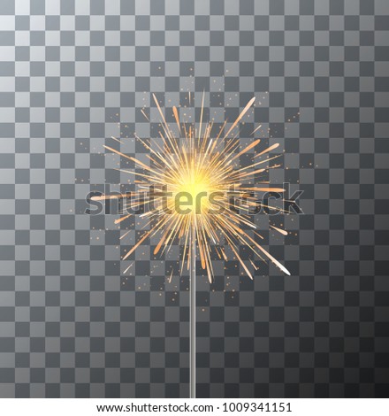 Vector modern sparkler on transparent background