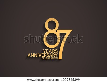 87 years anniversary celebration logotype with elegant gold color for celebration