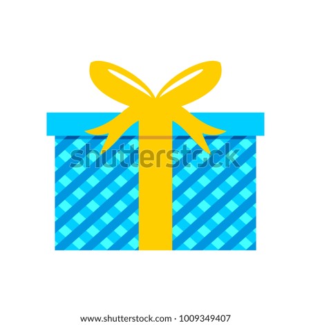 Blue Striped Gift Box Vector Graphic Illustration Sign Symbol Design