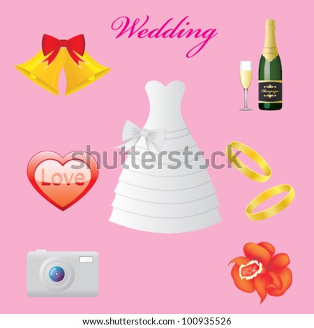 Vector Illustration of wedding icons