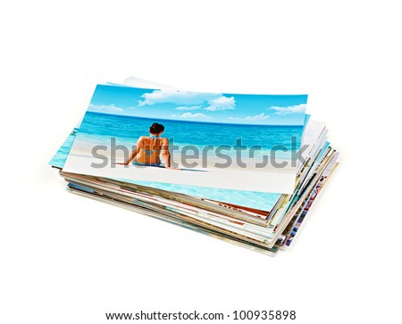 Stack of the photos, isolated on a white background