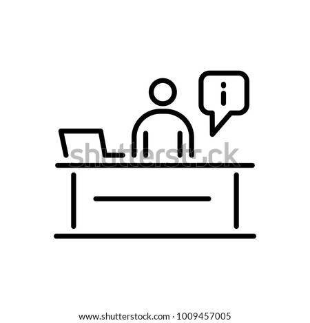 Reception desk business people icon simple line flat illustration. Royalty-Free Stock Photo #1009457005
