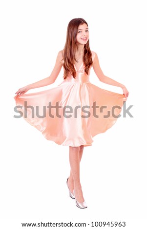 Nice teen girl in pink dress