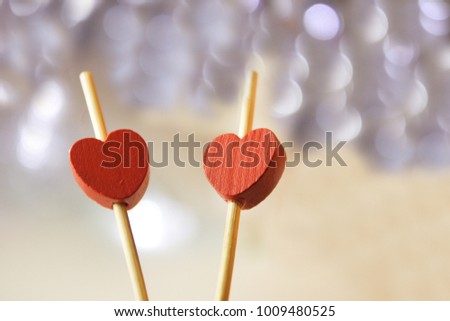 Valentine's Day. Angel and two red hearts. Symbols of Valentine's Day, the day of all lovers.