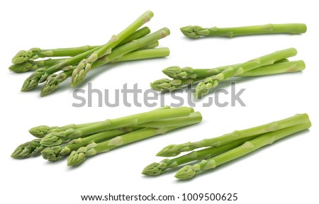 Green raw asparagus set 2 isolated on white background Royalty-Free Stock Photo #1009500625