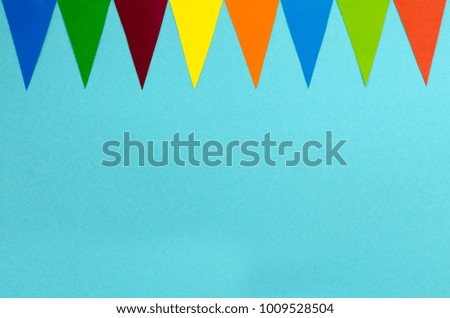 Bunting party flags  paper  on blue background