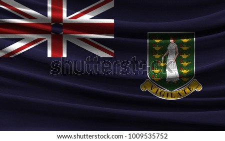 Realistic flag of British Virgin Islands on the wavy surface of fabric. This flag can be used in design