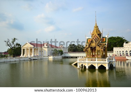 Bang Pa-In Palace in  Ayutthaya  Province,Thailand . Royalty-Free Stock Photo #100962013