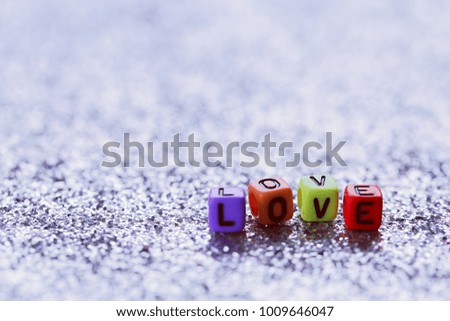 Valentine's Day "Love" decoration closeup blur background