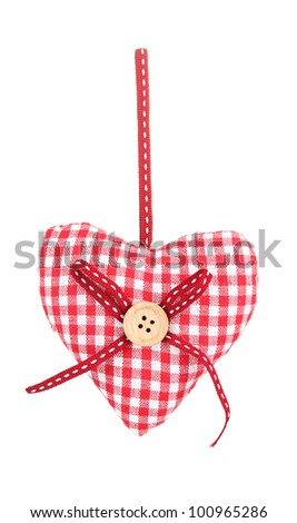 decorative fabric heart isolated on white