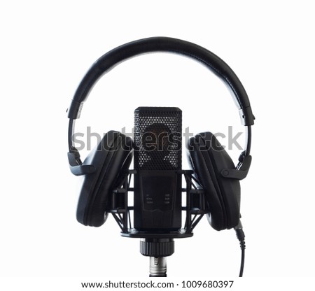 Professional microphone and headphones for voice recording