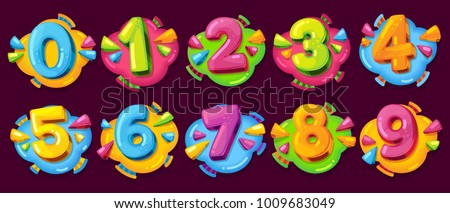 Colored cartoon numbers. Vector set of 1-9 digit baby icons in the cloud