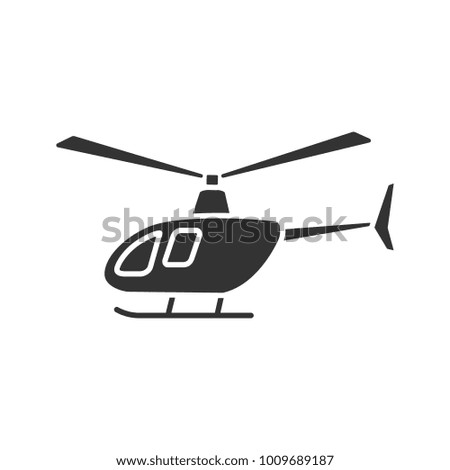Helicopter glyph icon. Silhouette symbol. Negative space. Vector isolated illustration