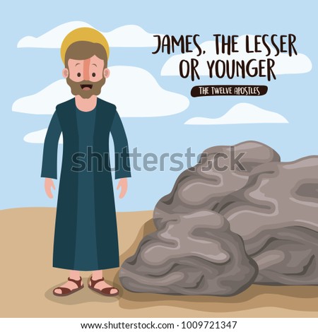 the twelve apostles poster with james the lesser in scene in desert next to the rocks in colorful silhouette