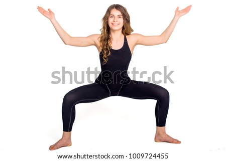 Yoga exercises on the white background