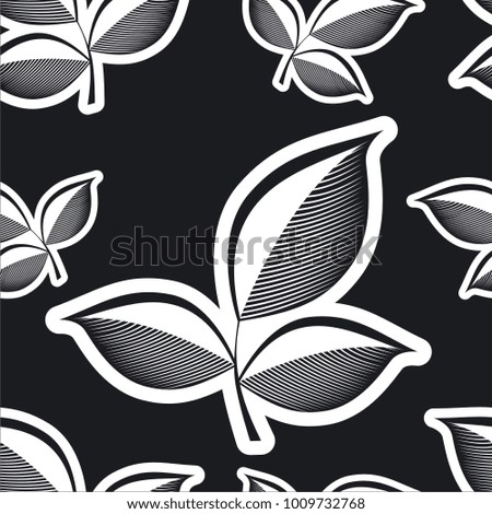 Seamless vector monochrome pattern leaf