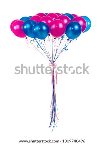 blue and pink balloons isolated on a white background