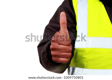 thumbs up gesture on white background stock photo