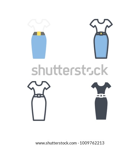 Business dress flat colored line silhouette icon