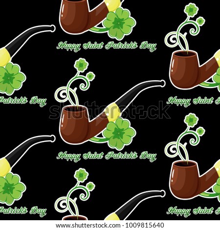 seamless background for Patricks day with simbol and shamrocks, vector illustration