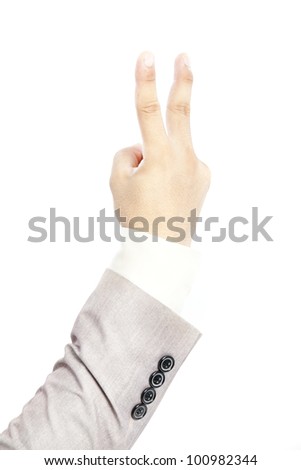 The hand of the businessman showing various signs